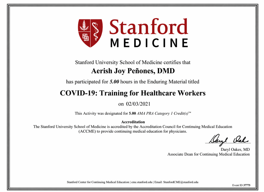 COVID-19 training for healthcare workers certificate