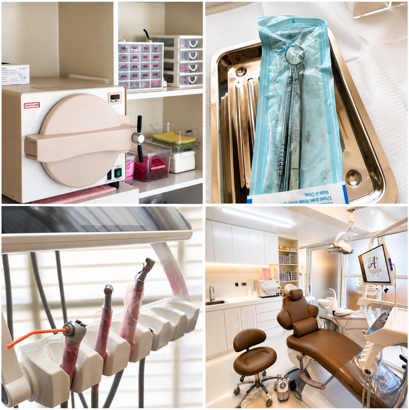 Sanitized dental clinic equipment and treatment environment